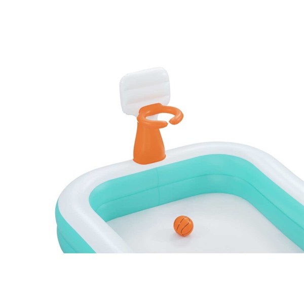 Bestway® Piscine familiale gonflable avec panier de basket ''Dunk n’ Splash™'' 2,51 m x 1,68 m x 1,02 m