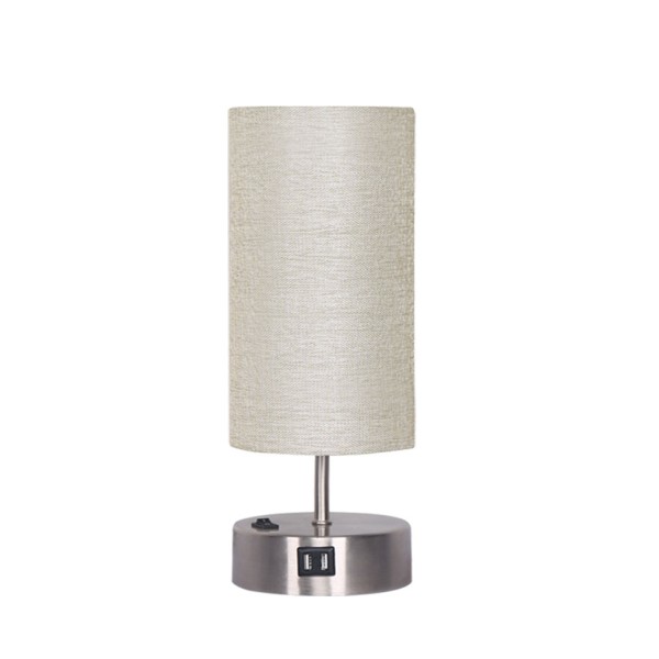 Table Lamp Nickel & Cream Shade USB