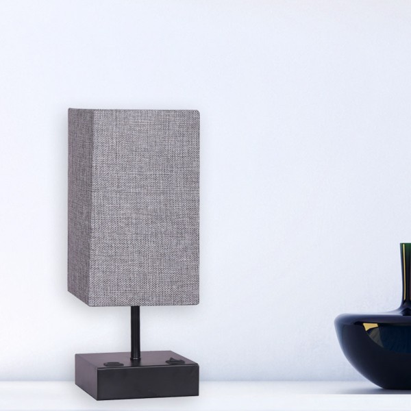 Table Lamp Grey Shade USB