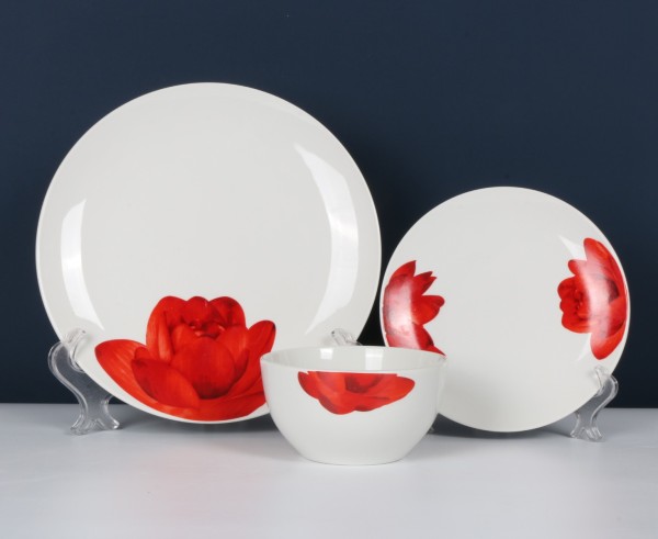 Service de vaisselle 12 pièces Lotus Rouge