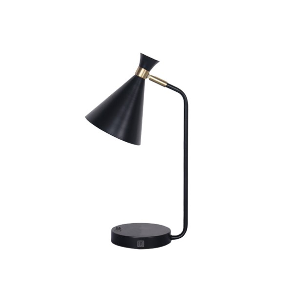 Lampe de table USB noir et or