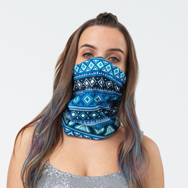 Masque bandana - Polygone bleu (Disponible en ligne seulement)