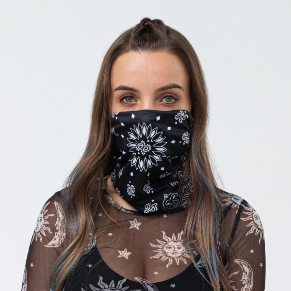 Bandana Face Mask - White Paisley Floral (Available online only)