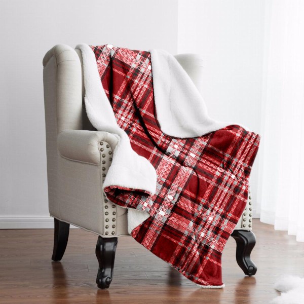 Christophe Plaid Fleece Reverse to Sherpa Throw 50x60 - Magasins Hart | Hart Stores