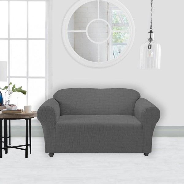 Lauren Taylor - Geometric Debossed Knit Loveseat Cover with Elastic - Magasins Hart | Hart Stores