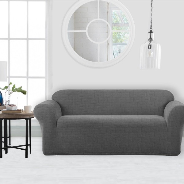 Lauren Taylor - Geometric Debossed Knit Sofa Cover with Elastic - Magasins Hart | Hart Stores