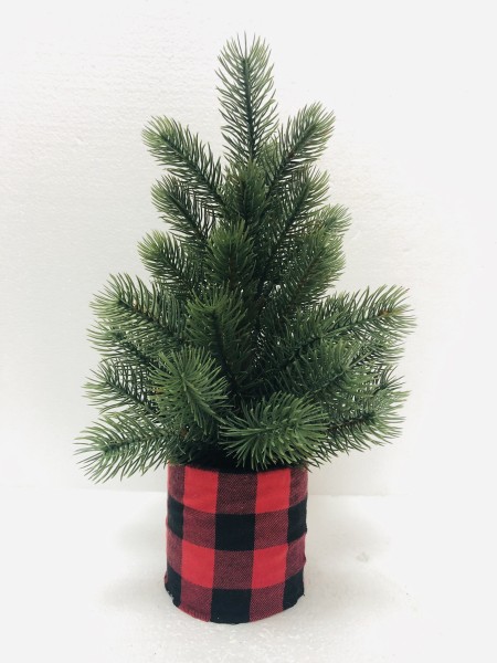 Sapin de Noël dans un pot en tissu écossais