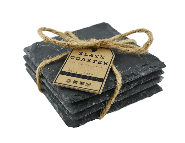 St/4pcs Square Slate Coaster - Magasins Hart | Hart Stores