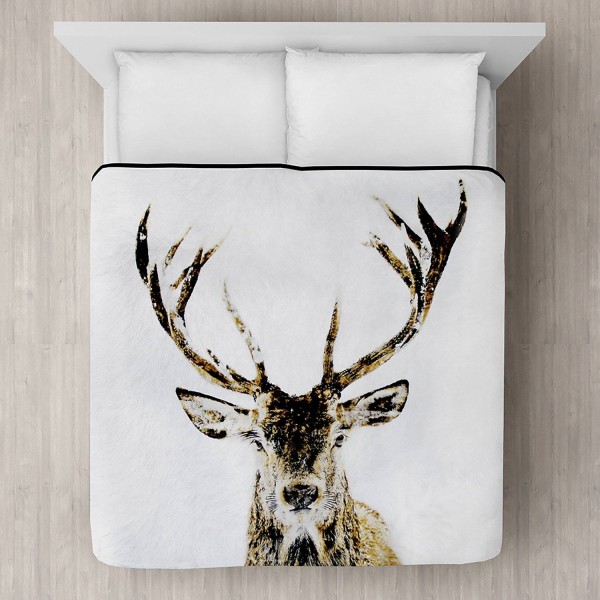 Deer Printed Plush Mink Blanket 78x94 - Magasins Hart | Hart Stores