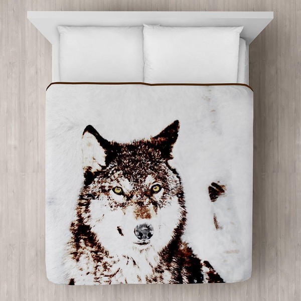 Timber Wolf Printed Plush Mink Blanket 78x94 - Magasins Hart | Hart Stores
