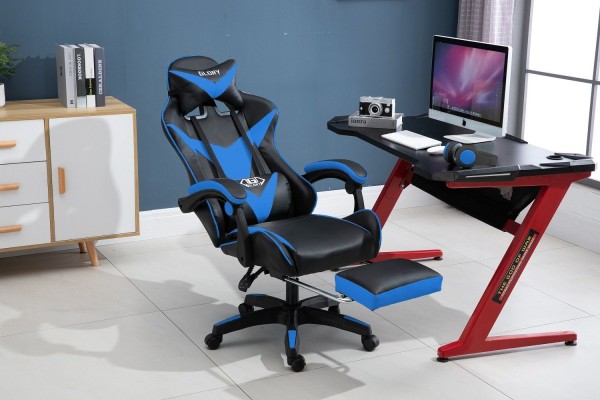 Chaise de jeu de bureau avec repose-pieds rétractable