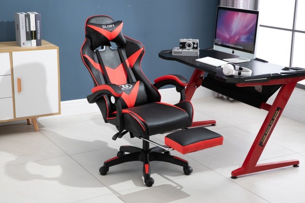 Chaise de jeu de bureau avec repose-pieds rétractable
