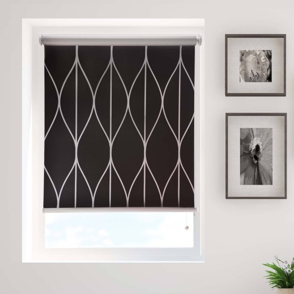 Cordless Blackout Roller Blind - Black Geometric - Magasins Hart | Hart Stores