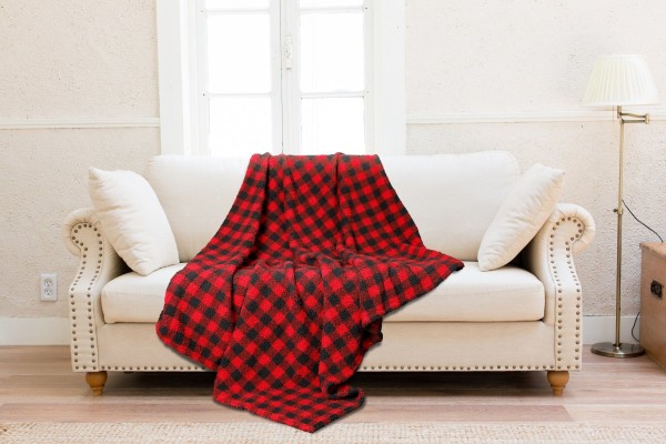 Buffalo Plaid Sherpa Throw