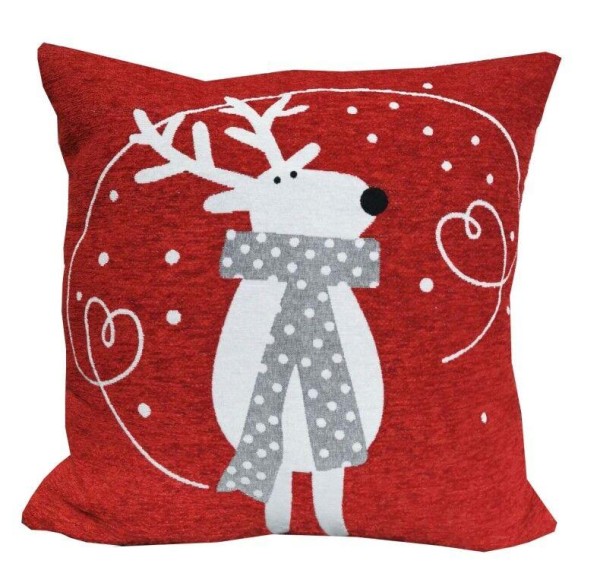 Coussin en jacquard chenille renne