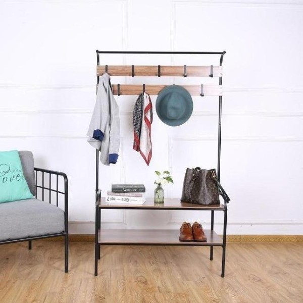 Porte-manteau avec crochets et 2 étagères de rangement (Ramassage en magasin seulement)
