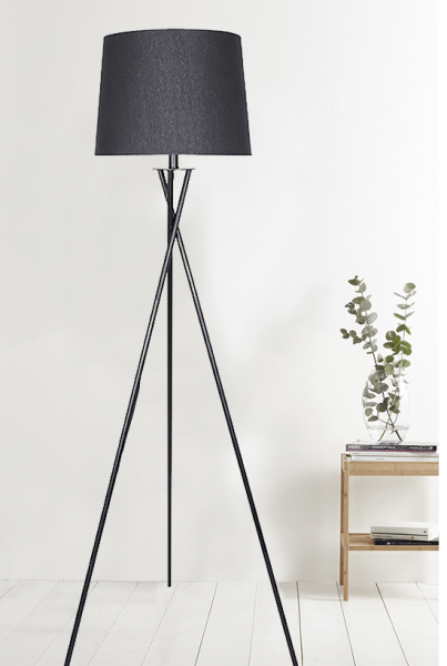 Lampe trépied en métal noire (ramassage en magasin seulement)