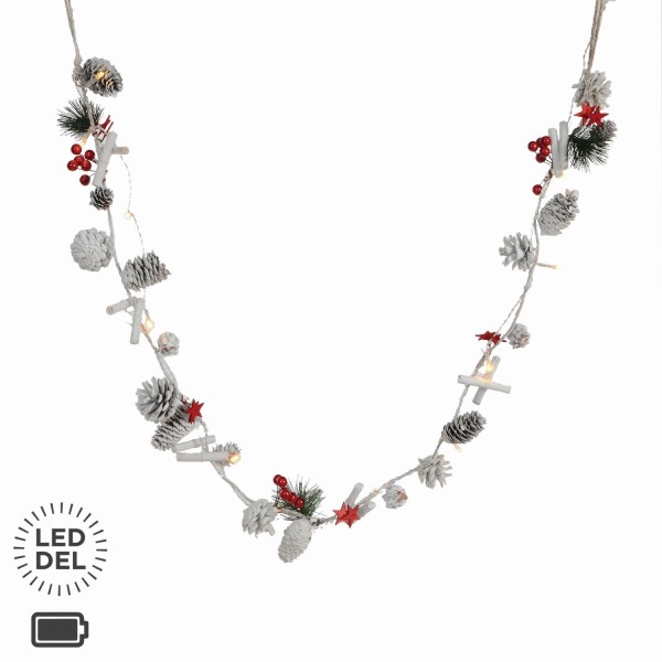 Snowy Pine/Star Garland W/12 Led - Magasins Hart | Hart Stores