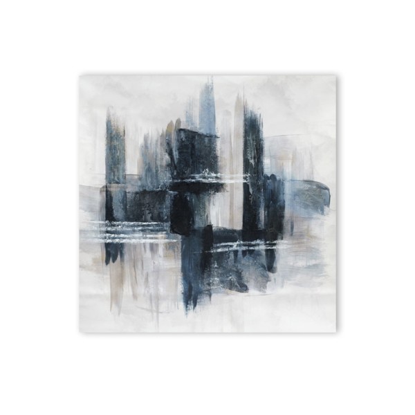 Printed Canvas Blue Black White Abstract
