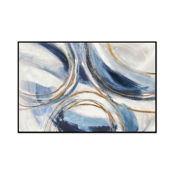 Abstract Blue White Gold Ring S22-75x115 Printed Canvas In Fra