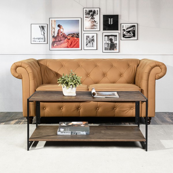 Ades | Coffee Table with Steel Frame and Wood Top