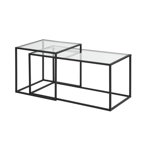 Ensemble 2 tables basses Adomo Cadre en verre et métal