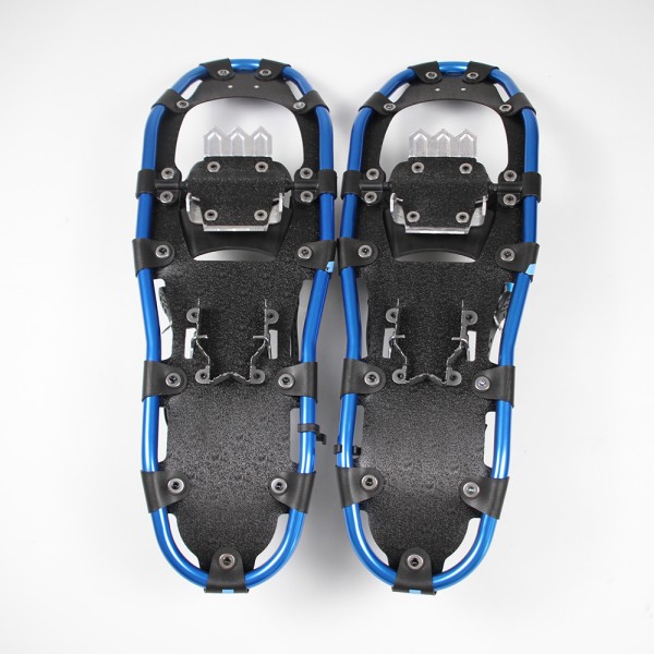Ensemble de raquettes à neige pour adultes (bleu 8 x 26 po) et bâton de trekking dans un sac