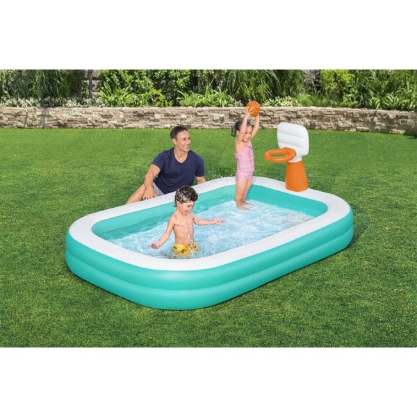 Bestway® Piscine familiale gonflable avec panier de basket ''Dunk n’ Splash™'' 2,51 m x 1,68 m x 1,02 m