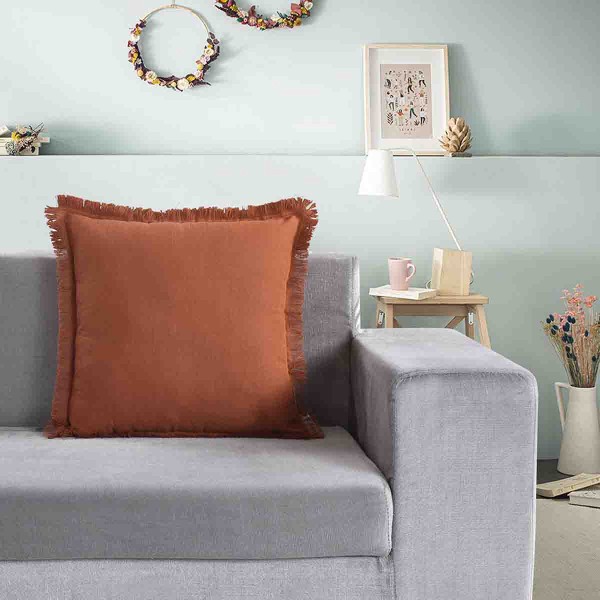 LAUREN TAYLOR - ALENA Fringed Faux Linen Cushion