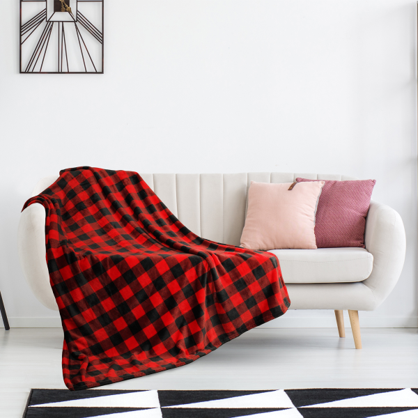 Alpine - Blanket Black/white- Red/black Velour