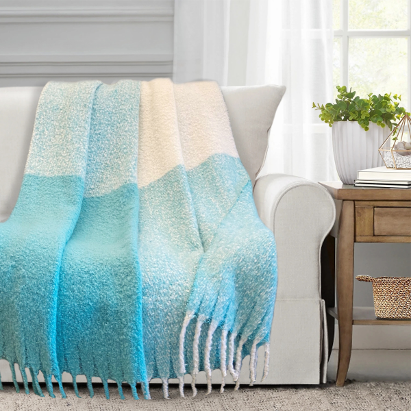 JOHAN- Stripe Faux Mohair Woven Throw