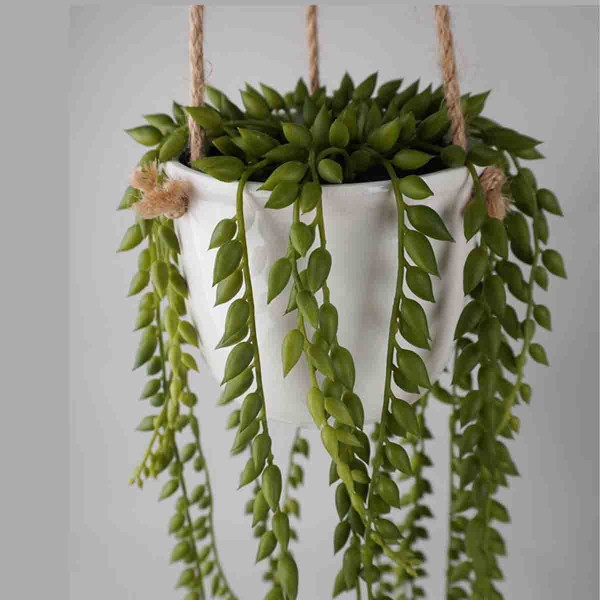 Suspension de Perles Artificielles dans un Pot en Céramique 56cm