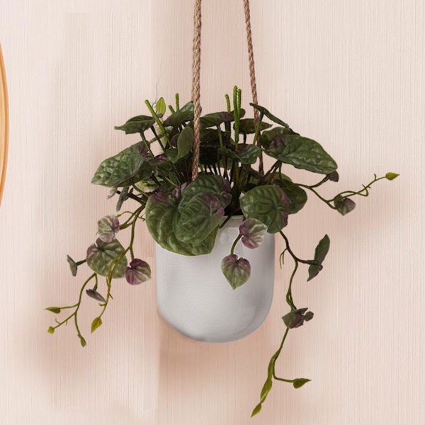 Artificial Hanging Plant White Ceramic Pot