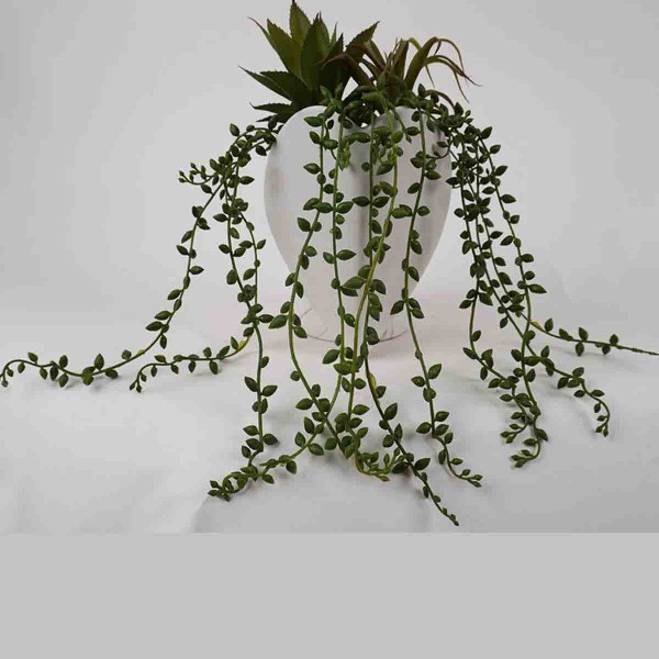 Artificial String of Pearls in white & Black Ceramic Pots