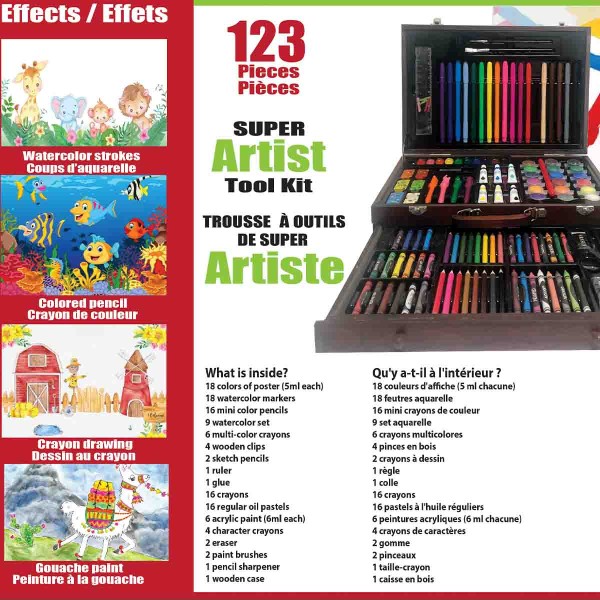 Ensemble de pinceaux et de stationnaires pour l'art 123pcs