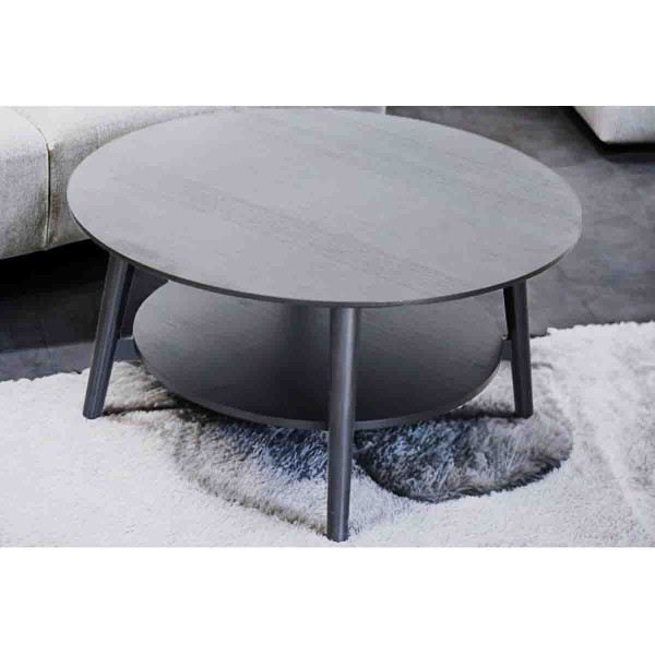 Atelier Du Nord - Round Coffee Table with Lower Storage Shelf