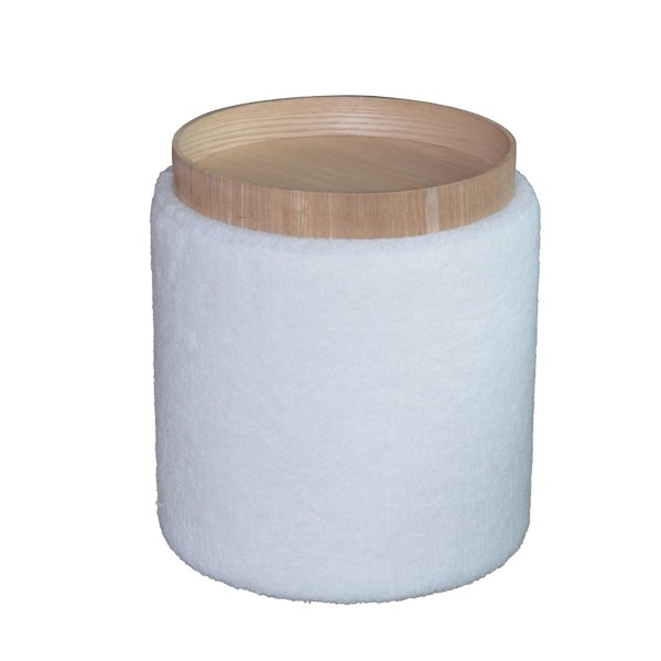 ATELIER DU NORD - Ottoamn de rangement blanc avec plateau réversible