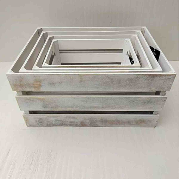 ATELIER DU NORD -Caisse de rangement en bois -Lavage blanc 45x35x22cm