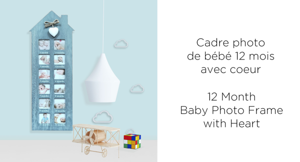 Cadre photo pour bébé 12 mois avec cœur