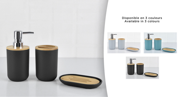 Le Spa - Ensemble d'accessoires de salle de bain en plastique et bambou | Assorti