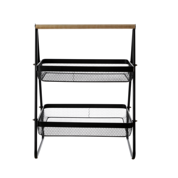 Wire 2 Tier Basket Black 37x25x51