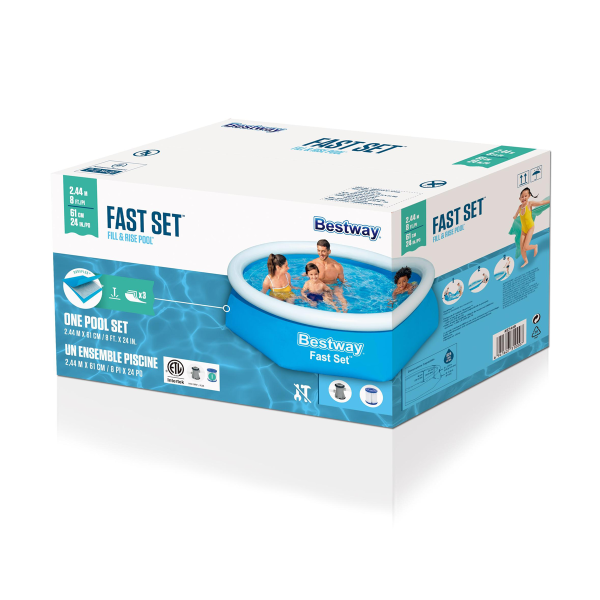 Ensemble de piscine gonflable ronde Bestway ''Fast Set'' 8’ x 24” (pompe de filtration incluse)