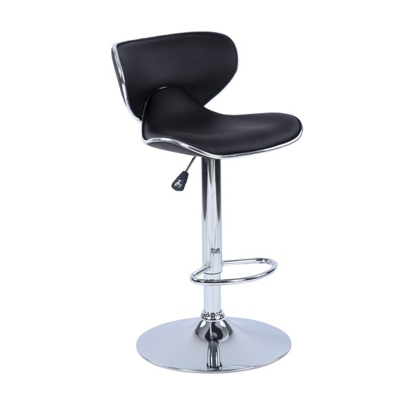 Arn - Tabouret de bar Deluxe noir avec base chromée