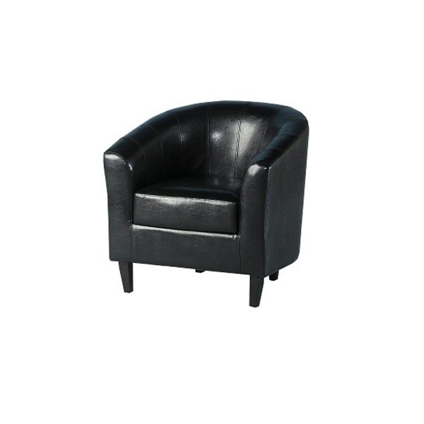 Fauteuil d'appoint demi-tonneau en simili cuir noir