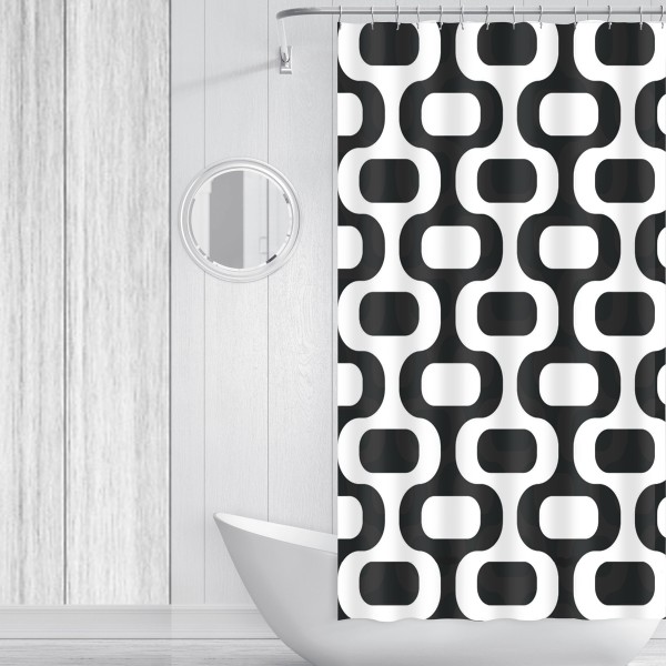 Shower Curtain 70x72 Retro Geo Microfiber