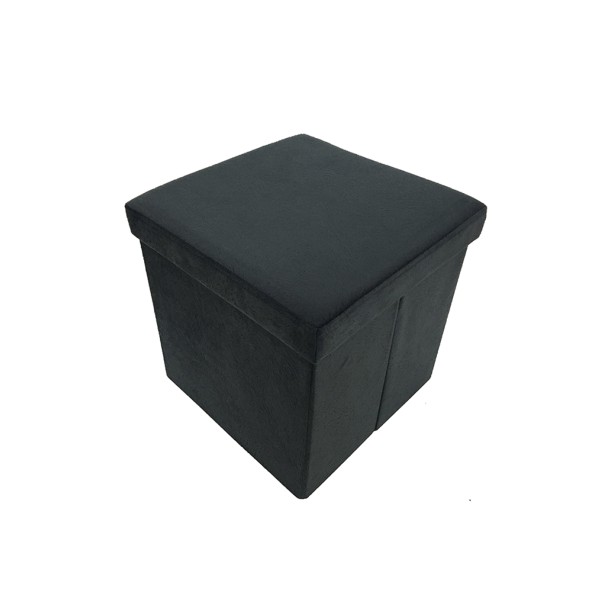 Ottoman Lt Black Feather Storage Foldable