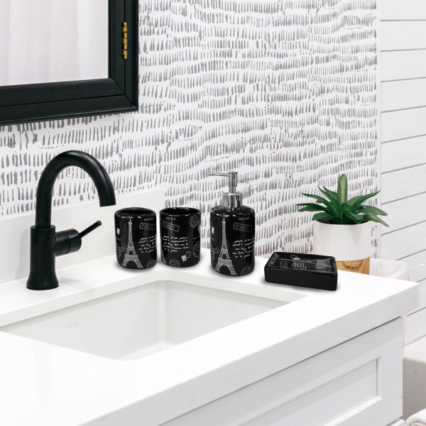 Bathroom Accessory Black Paris Chic