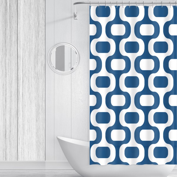 Shower Curtain 70x72 Retro Geo Microfiber