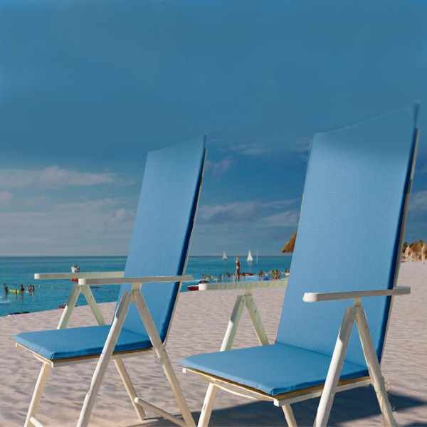 Outdoor High Back Chair Pad Liana Blue Solid