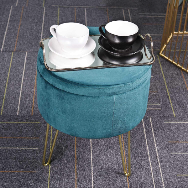 Atelier du Nord - Stool With Storage - Gold Metal Legs